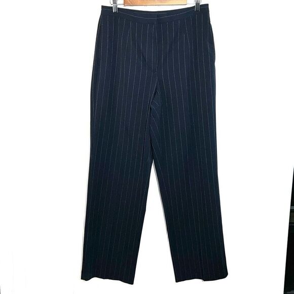 Liz Claiborne Sport Dress Trouser Pants Women’s 12 Blue White Strip Pockets Work - Picture 1 of 8
